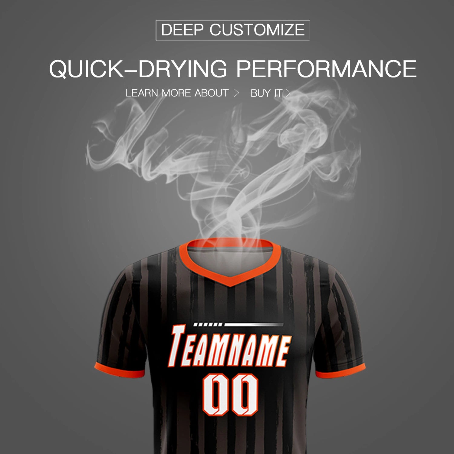 Custom Black Orange Breathable Soccer Sets Jersey