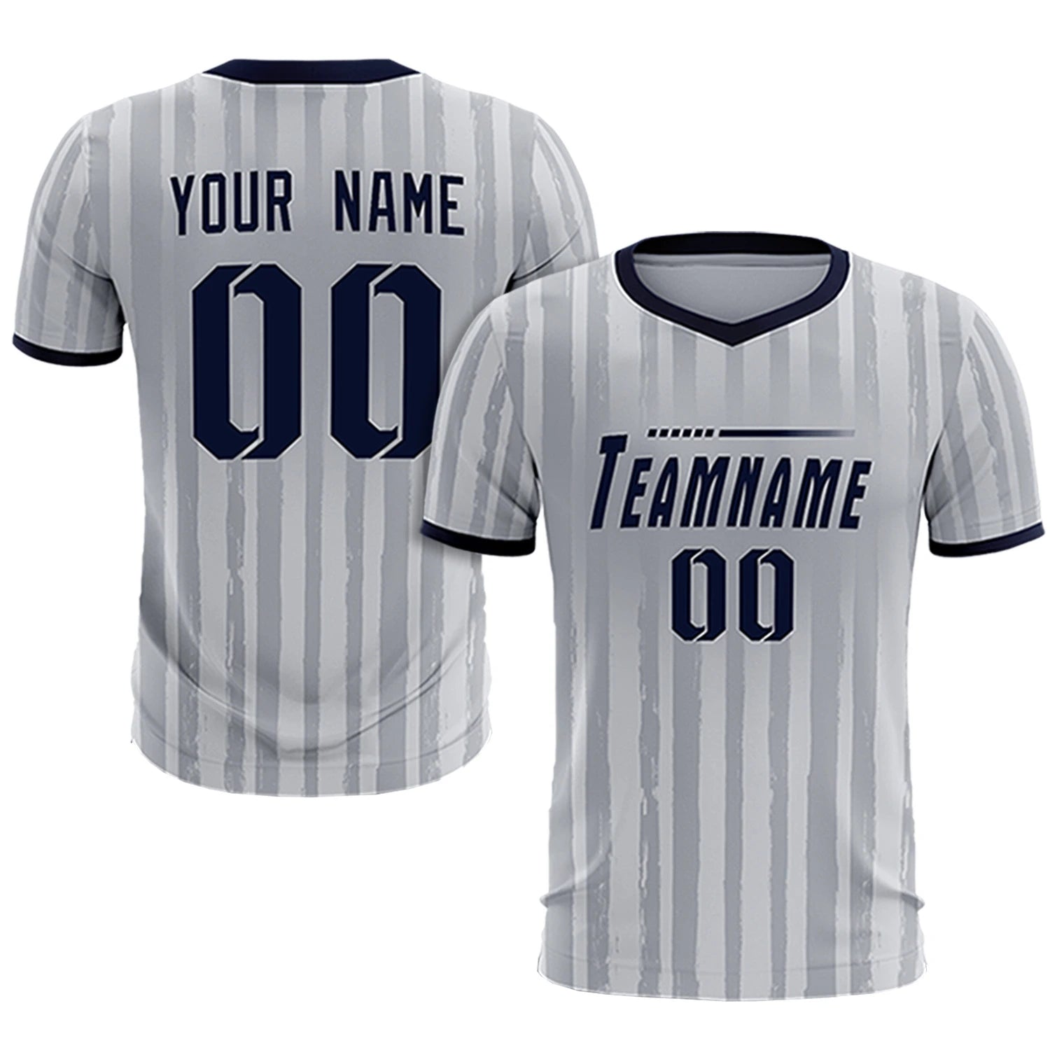 Custom Gray Navy Breathable Soccer Sets Jersey