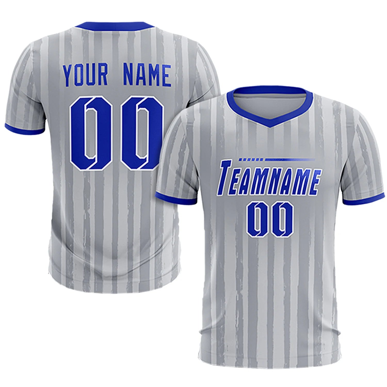 Custom Gray Royal Blue Breathable Soccer Sets Jersey