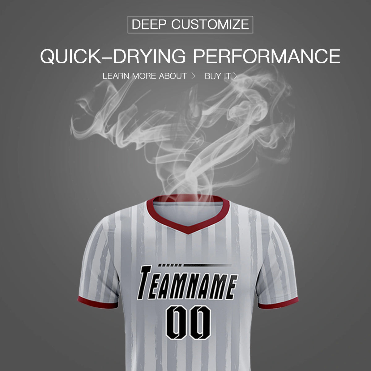 Custom Gray Crimson Breathable Soccer Sets Jersey