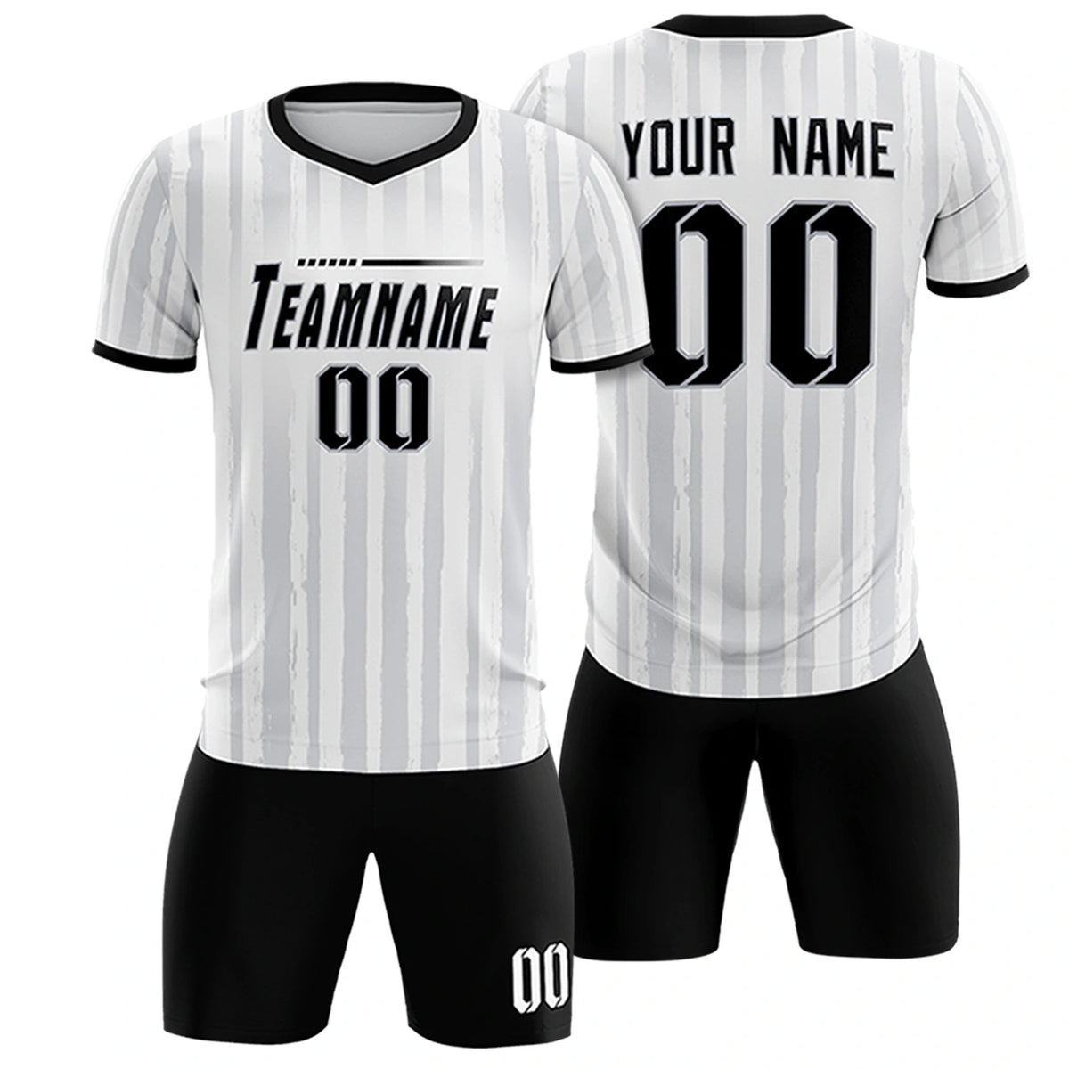 Custom White Black Breathable Soccer Sets Jersey
