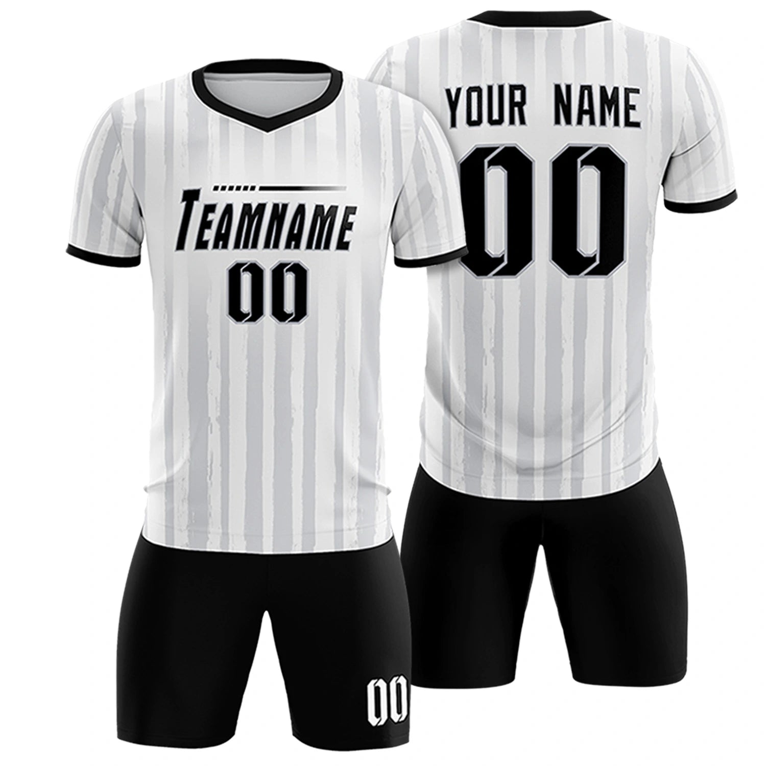 Custom White Black Breathable Soccer Sets Jersey