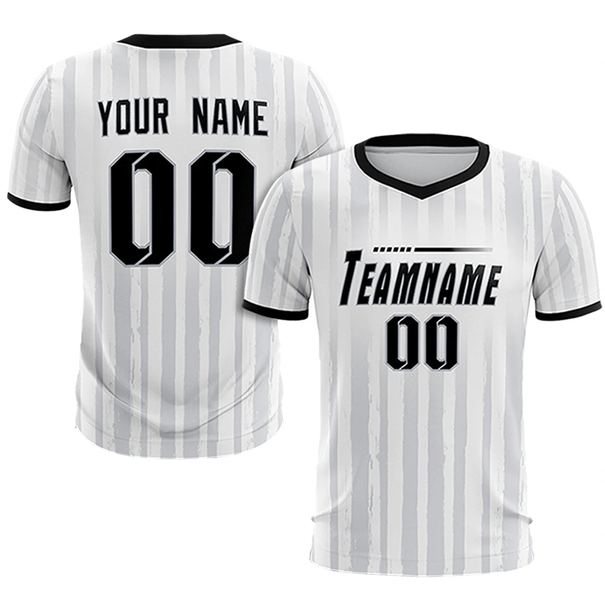 Custom White Black Breathable Soccer Sets Jersey