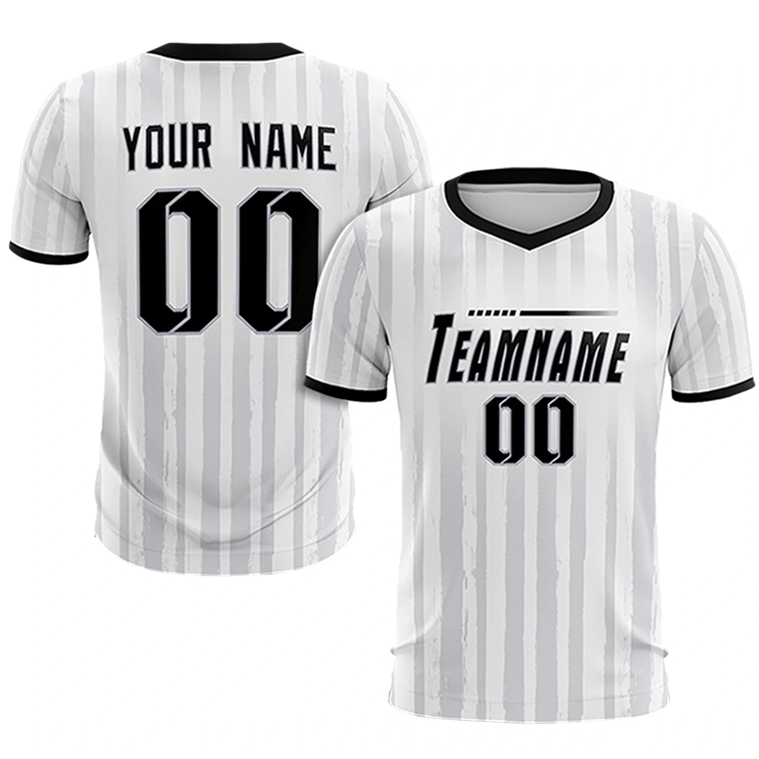 Custom White Black Breathable Soccer Sets Jersey