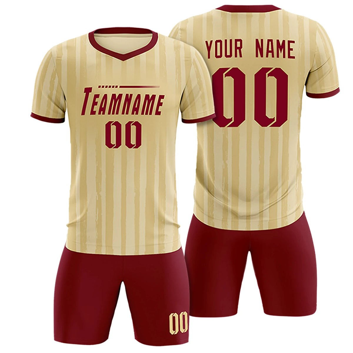 Custom Khaki Crimson Breathable Soccer Sets Jersey