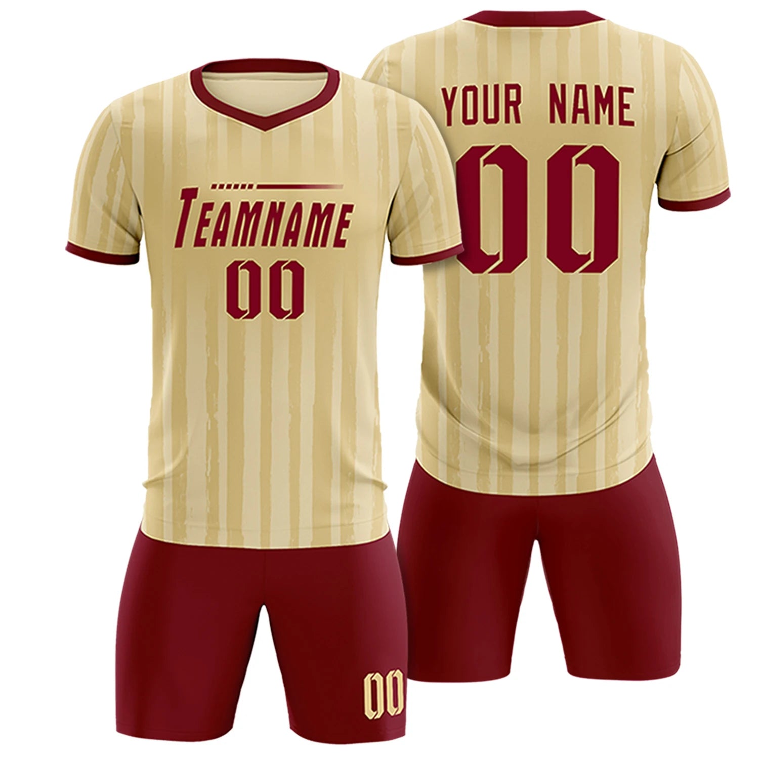 Custom Khaki Crimson Breathable Soccer Sets Jersey