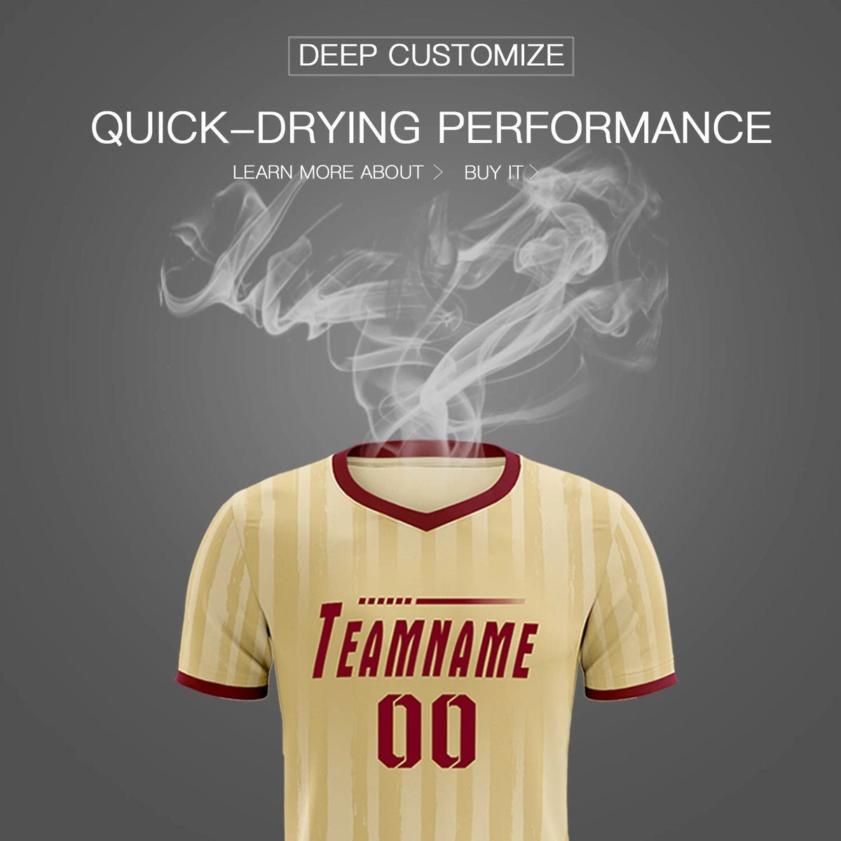 Custom Khaki Crimson Breathable Soccer Sets Jersey