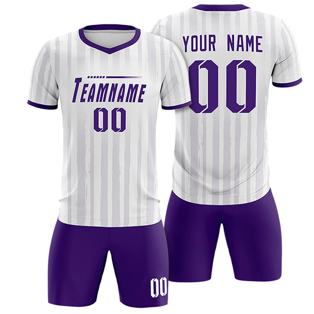 Custom White Purple Breathable Soccer Sets Jersey
