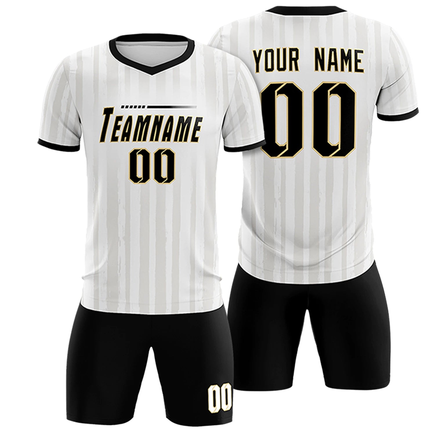 Custom White Black Breathable Soccer Sets Jersey