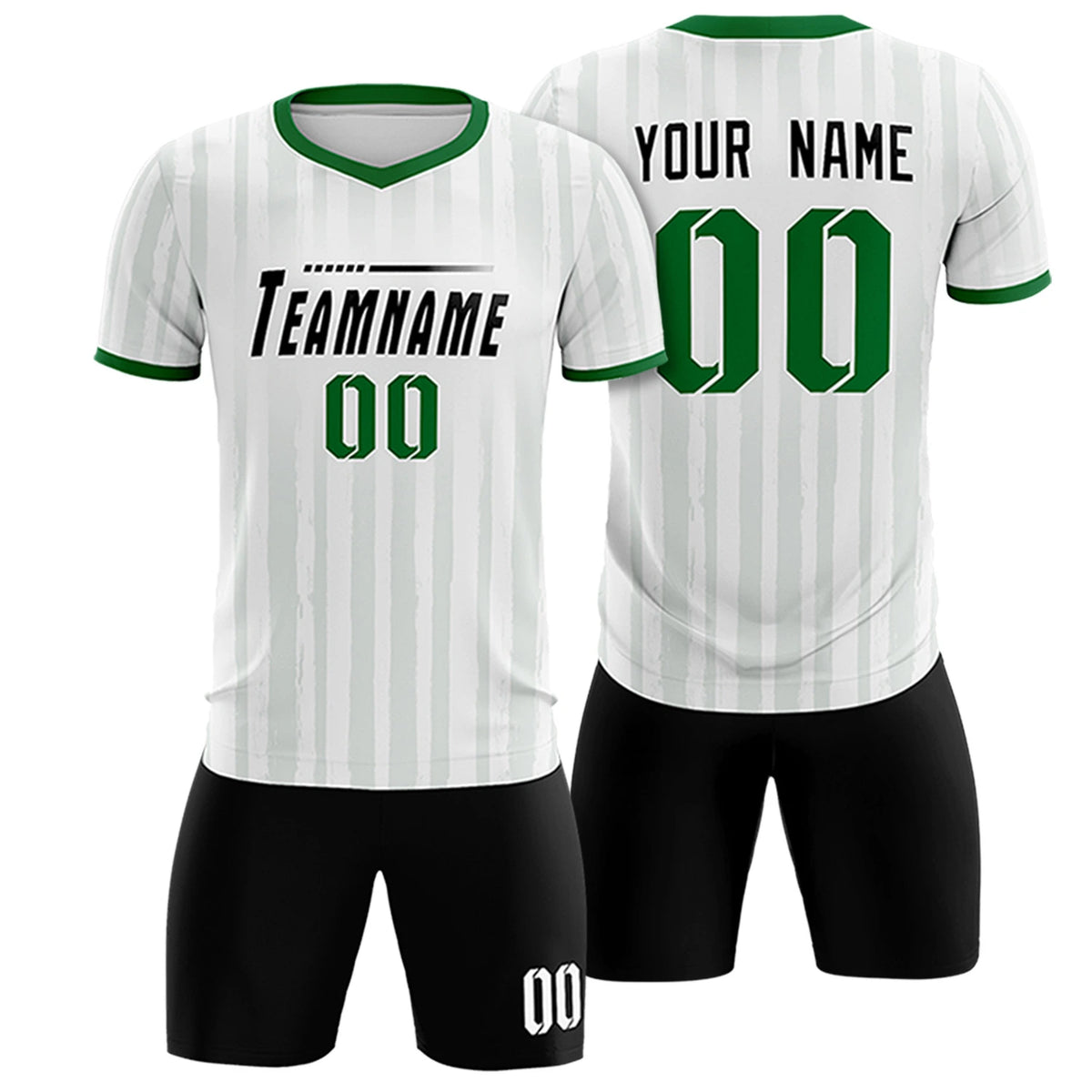 Custom White Kelly Green Breathable Soccer Sets Jersey
