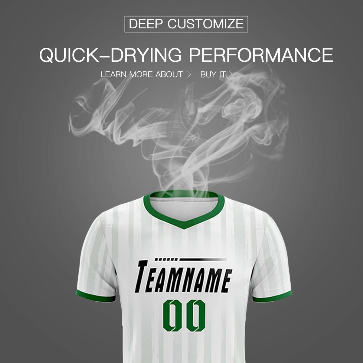 Custom White Kelly Green Breathable Soccer Sets Jersey