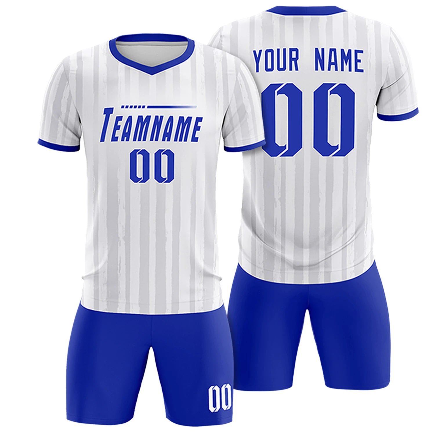 Custom White Royal Blue Breathable Soccer Sets Jersey