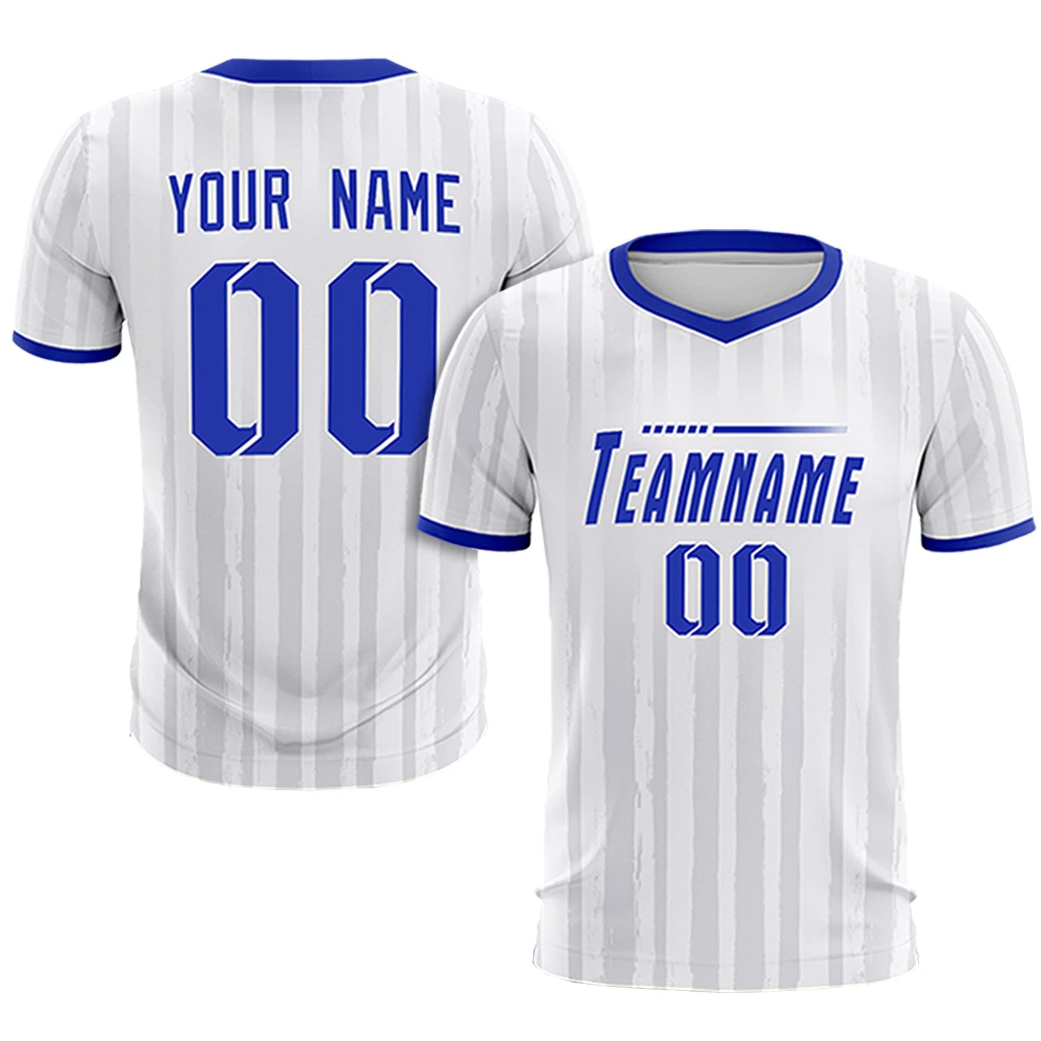 Custom White Royal Blue Breathable Soccer Sets Jersey