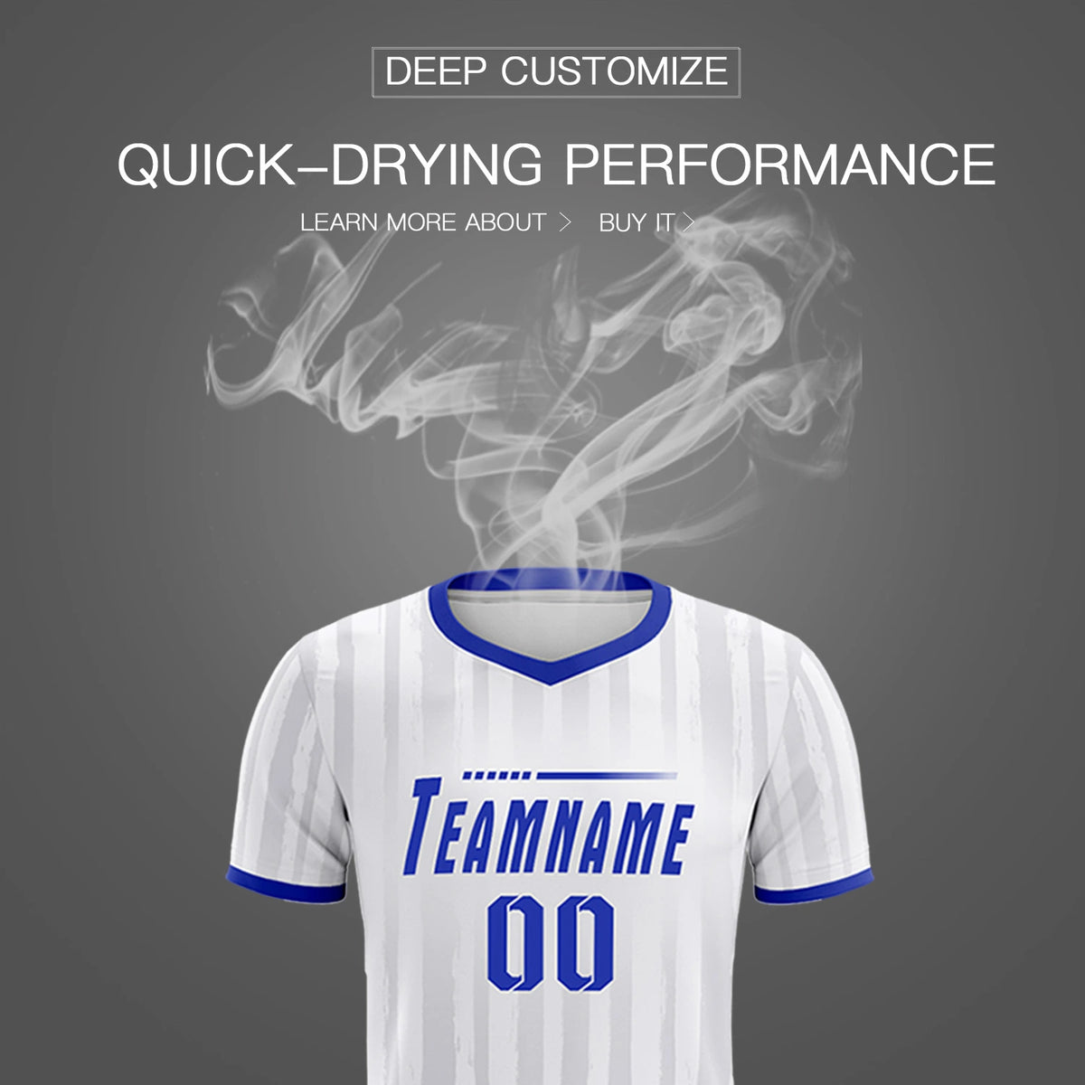 Custom White Royal Blue Breathable Soccer Sets Jersey