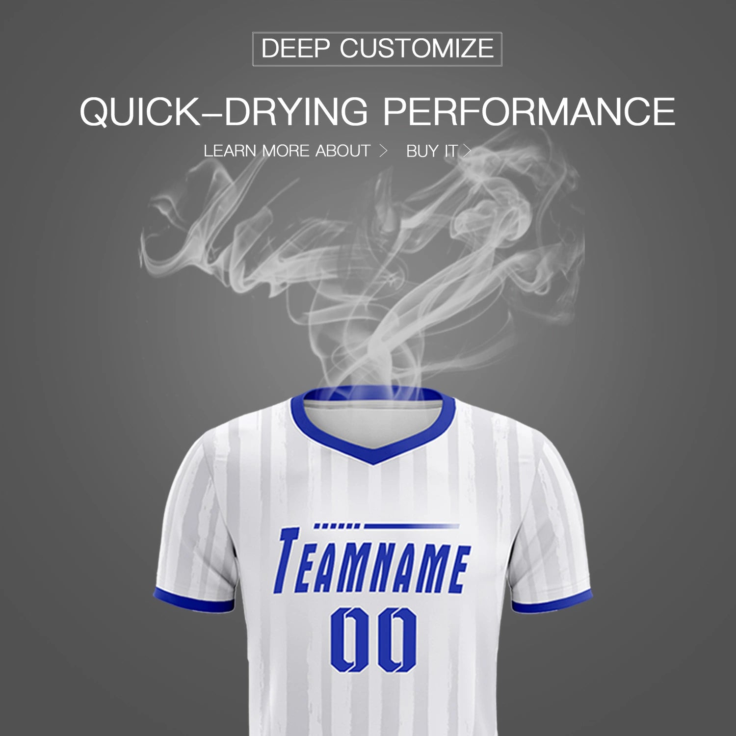 Custom White Royal Blue Breathable Soccer Sets Jersey