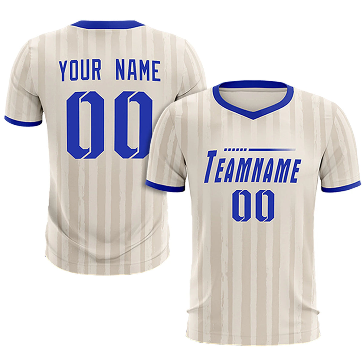 Custom Khaki Royal Blue Breathable Soccer Sets Jersey