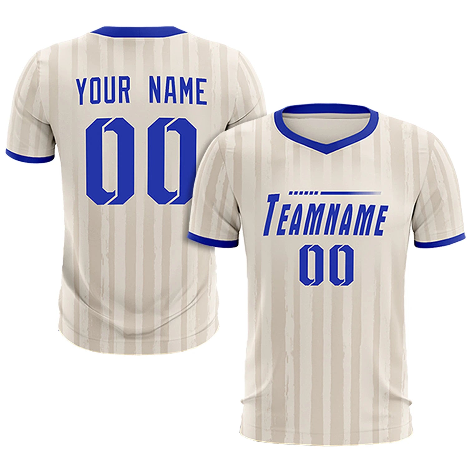 Custom Khaki Royal Blue Breathable Soccer Sets Jersey