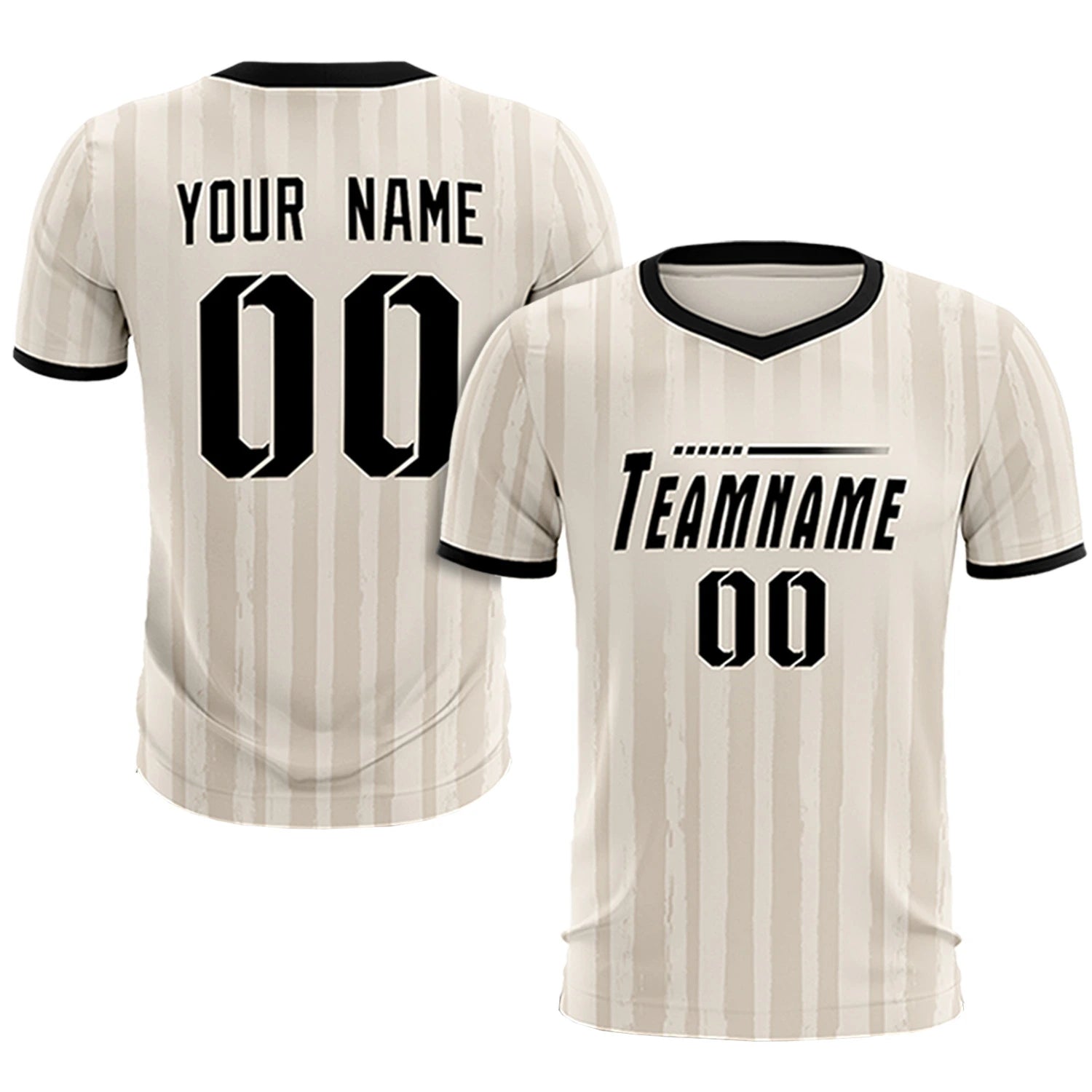 Custom Khaki Black Breathable Soccer Sets Jersey