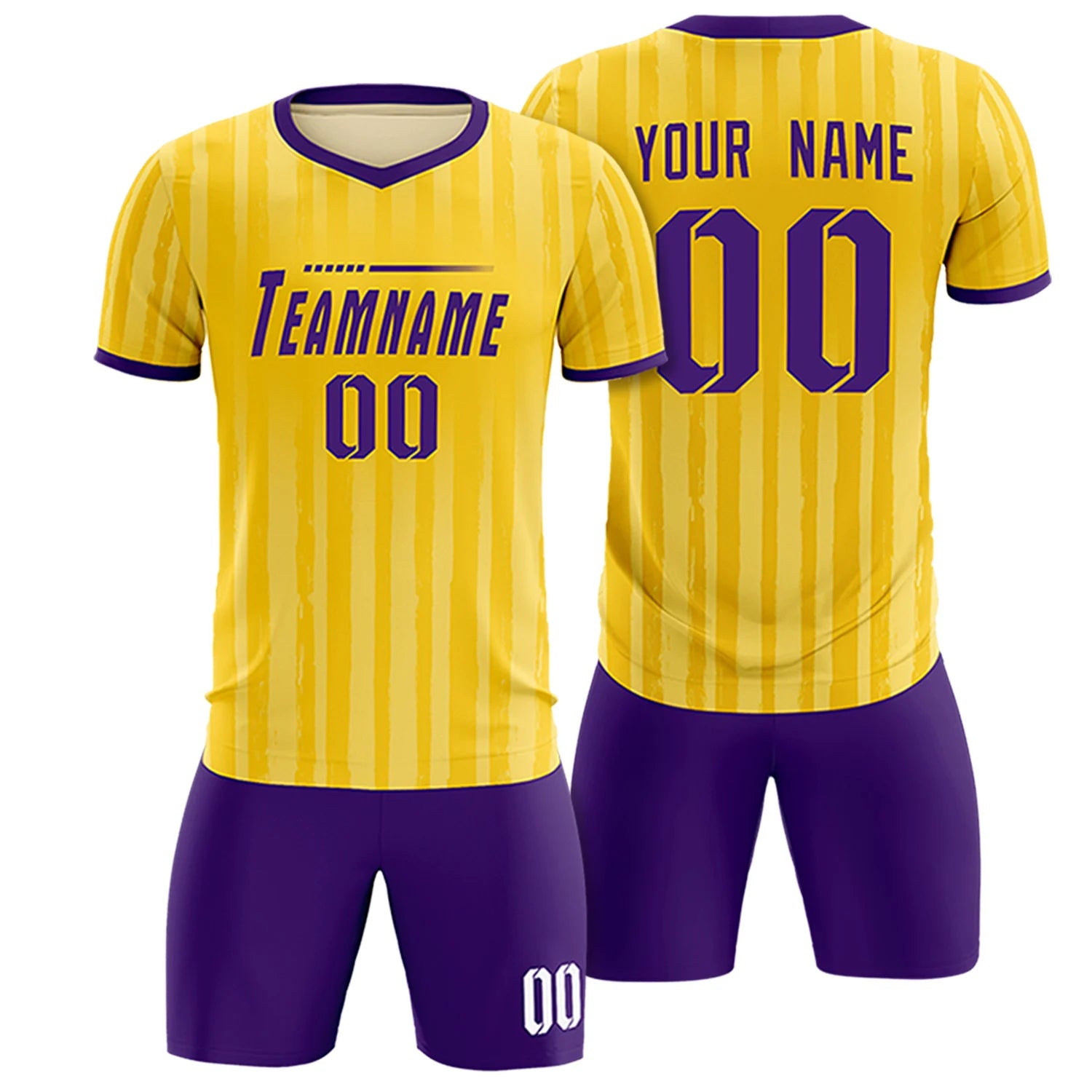 Custom Gold 01 Purple Breathable Soccer Sets Jersey