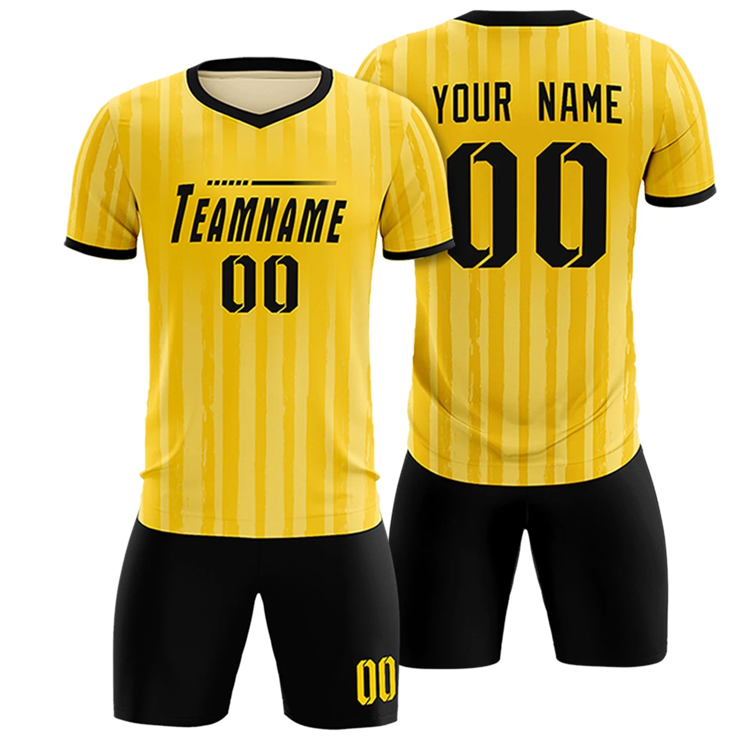 Custom Gold 01 Black Breathable Soccer Sets Jersey