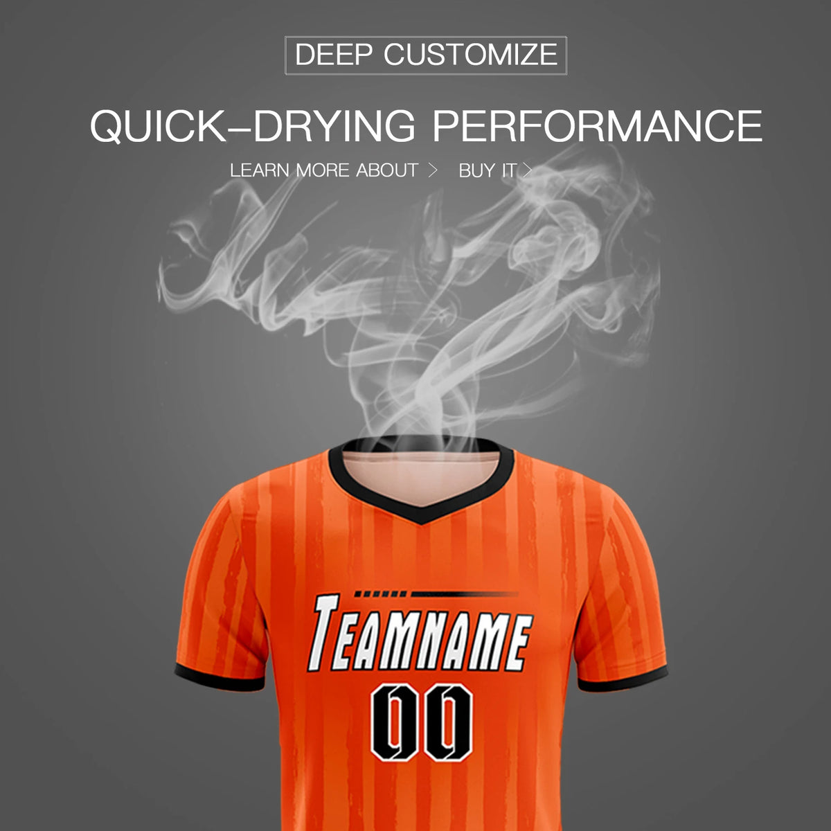 Custom Orange Black Breathable Soccer Sets Jersey