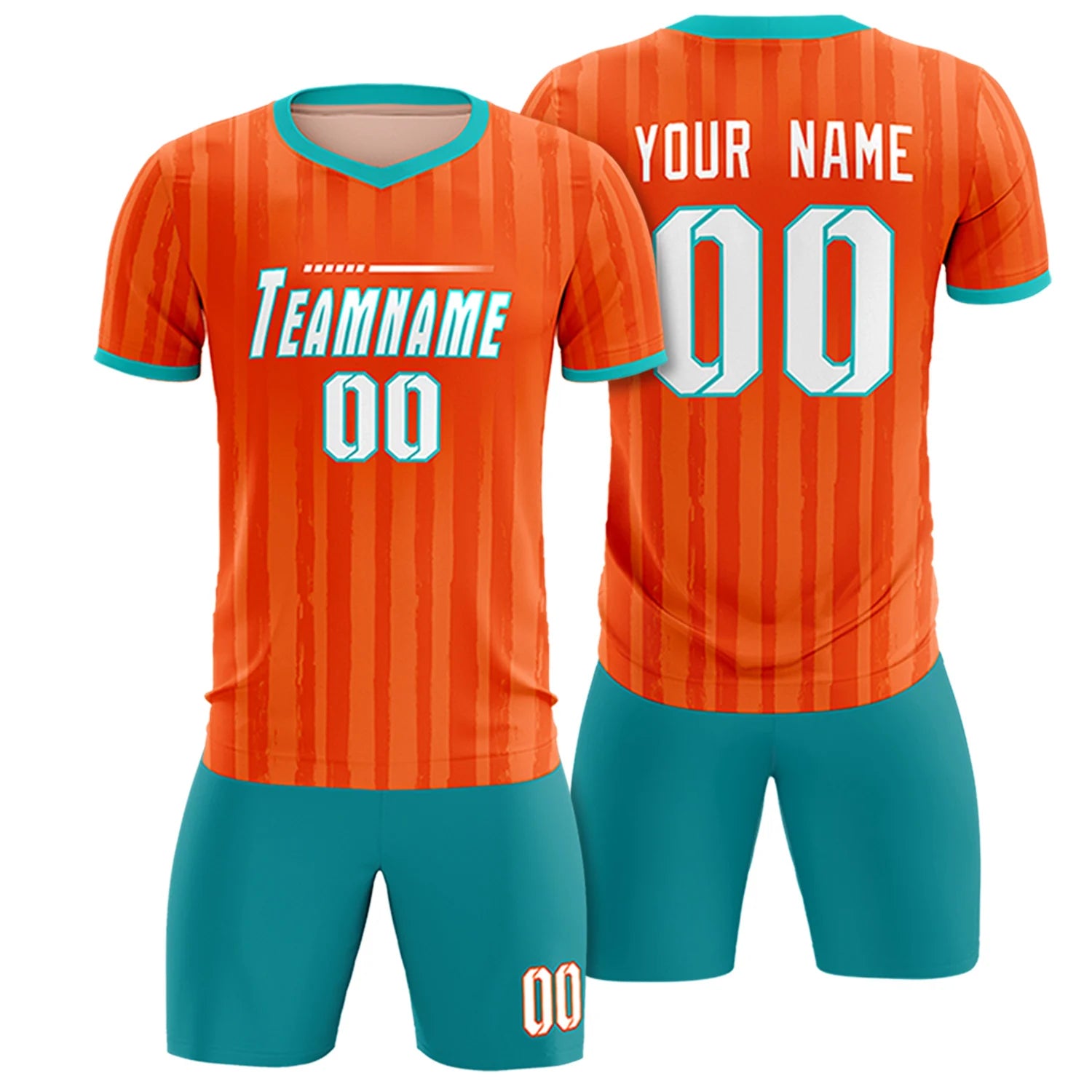 Custom Orange Bright Green Breathable Soccer Sets Jersey