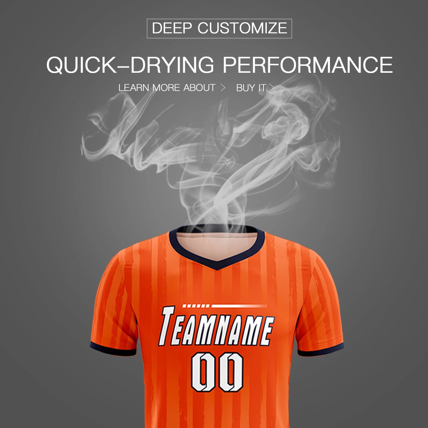 Custom Orange Navy Breathable Soccer Sets Jersey