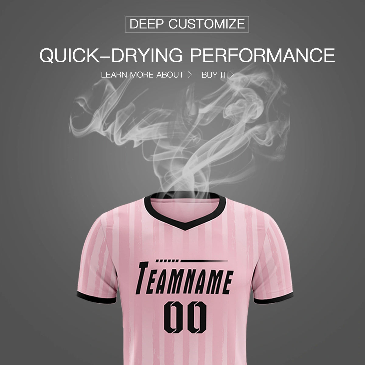 Custom Light Pink Black Breathable Soccer Sets Jersey