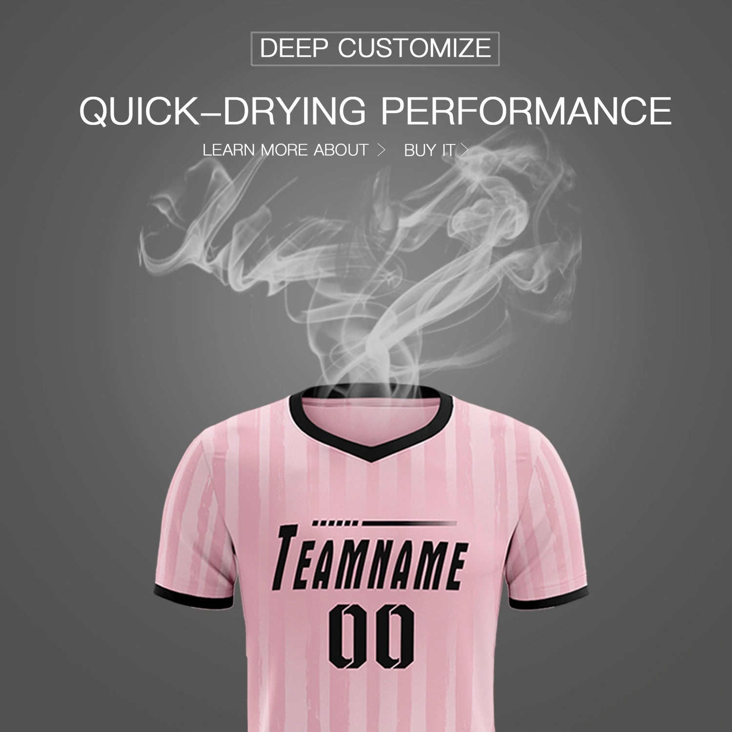 Custom Light Pink Black Breathable Soccer Sets Jersey