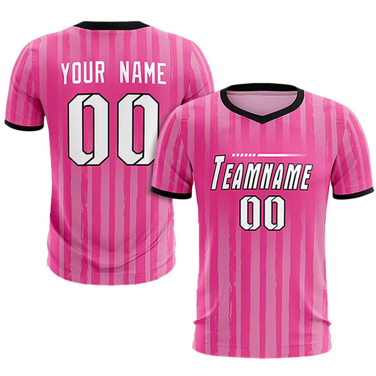 Custom Pink Black Breathable Soccer Sets Jersey