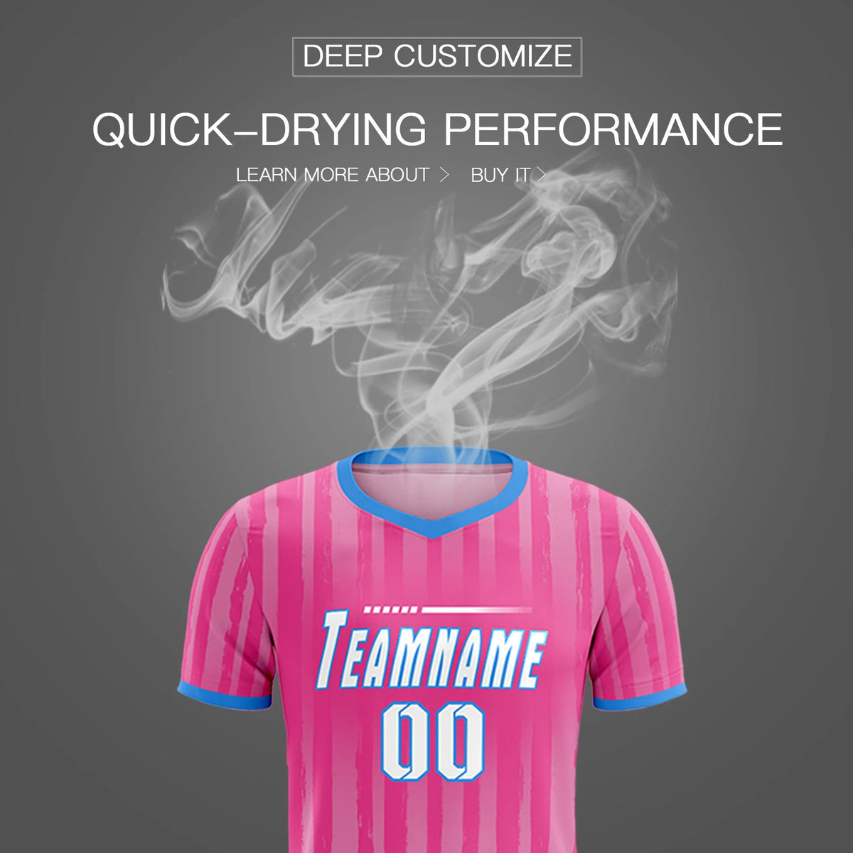 Custom Pink Powder Blue Breathable Soccer Sets Jersey