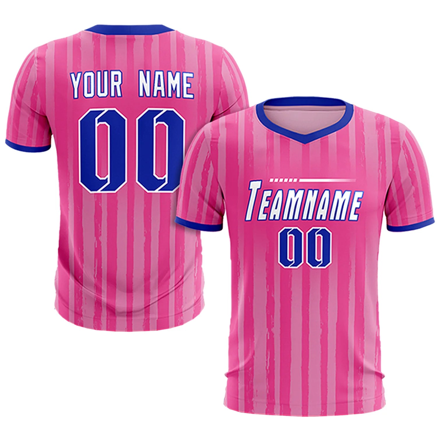 Custom Pink Royal Blue Breathable Soccer Sets Jersey