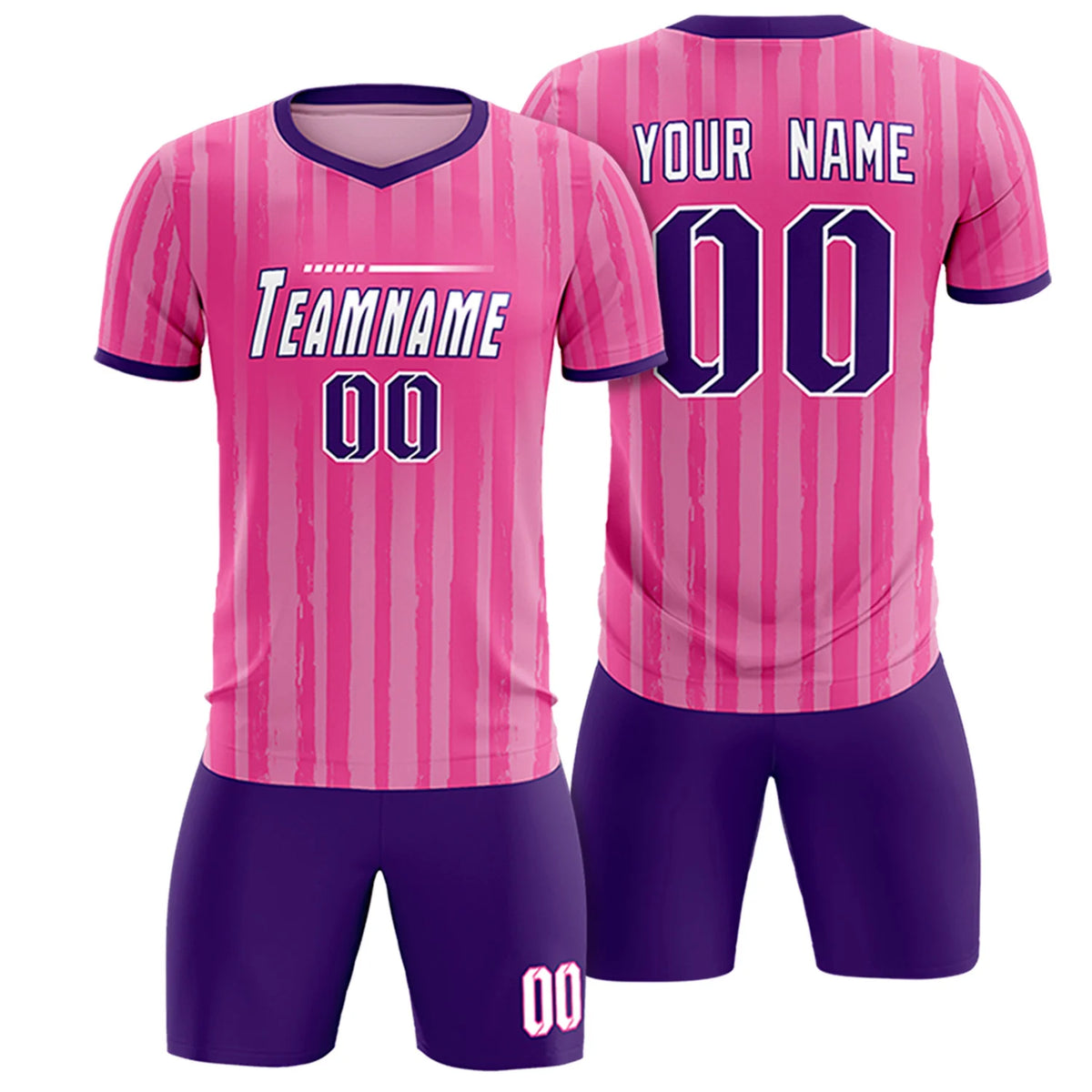 Custom Pink Purple Breathable Soccer Sets Jersey