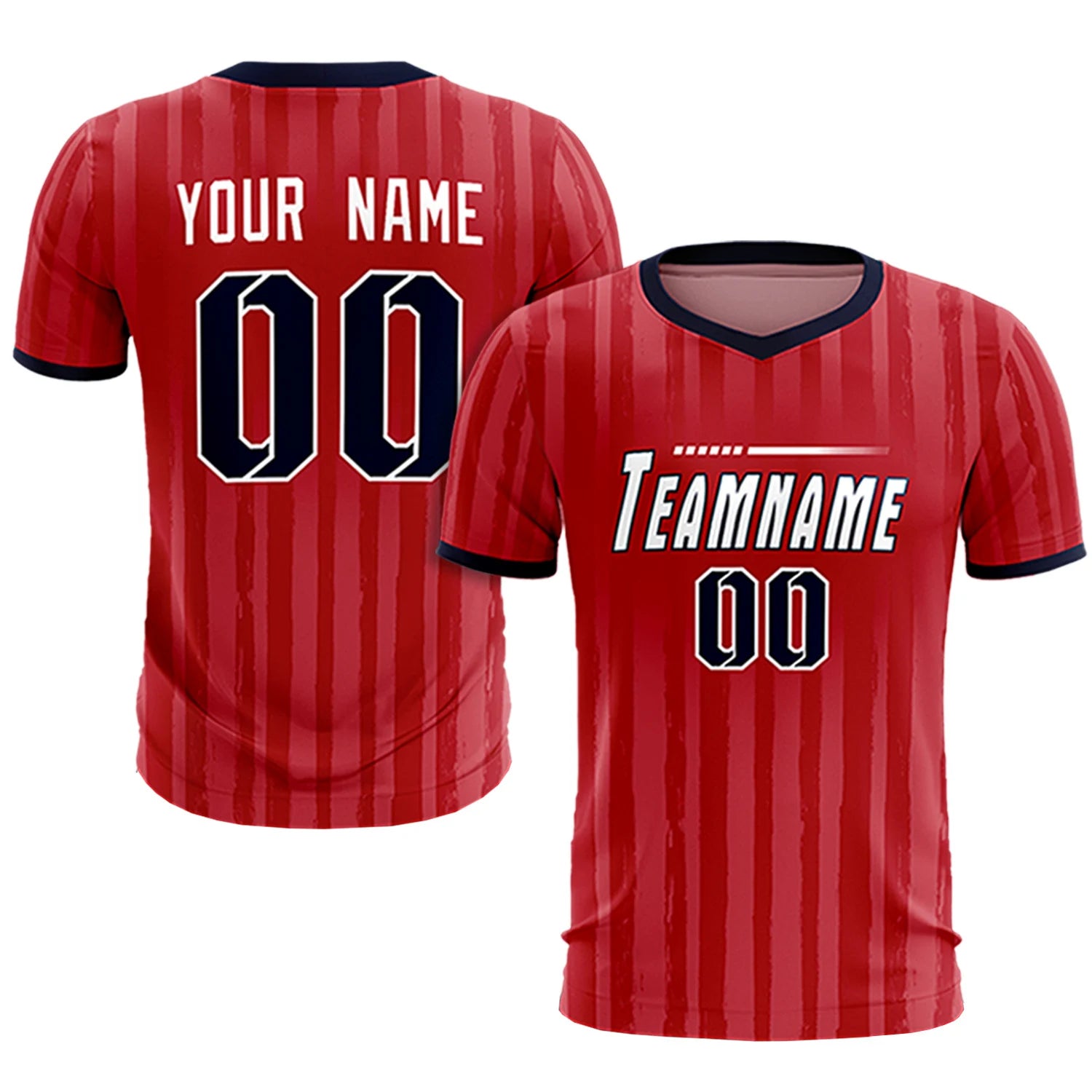 Custom Red Navy Breathable Soccer Sets Jersey