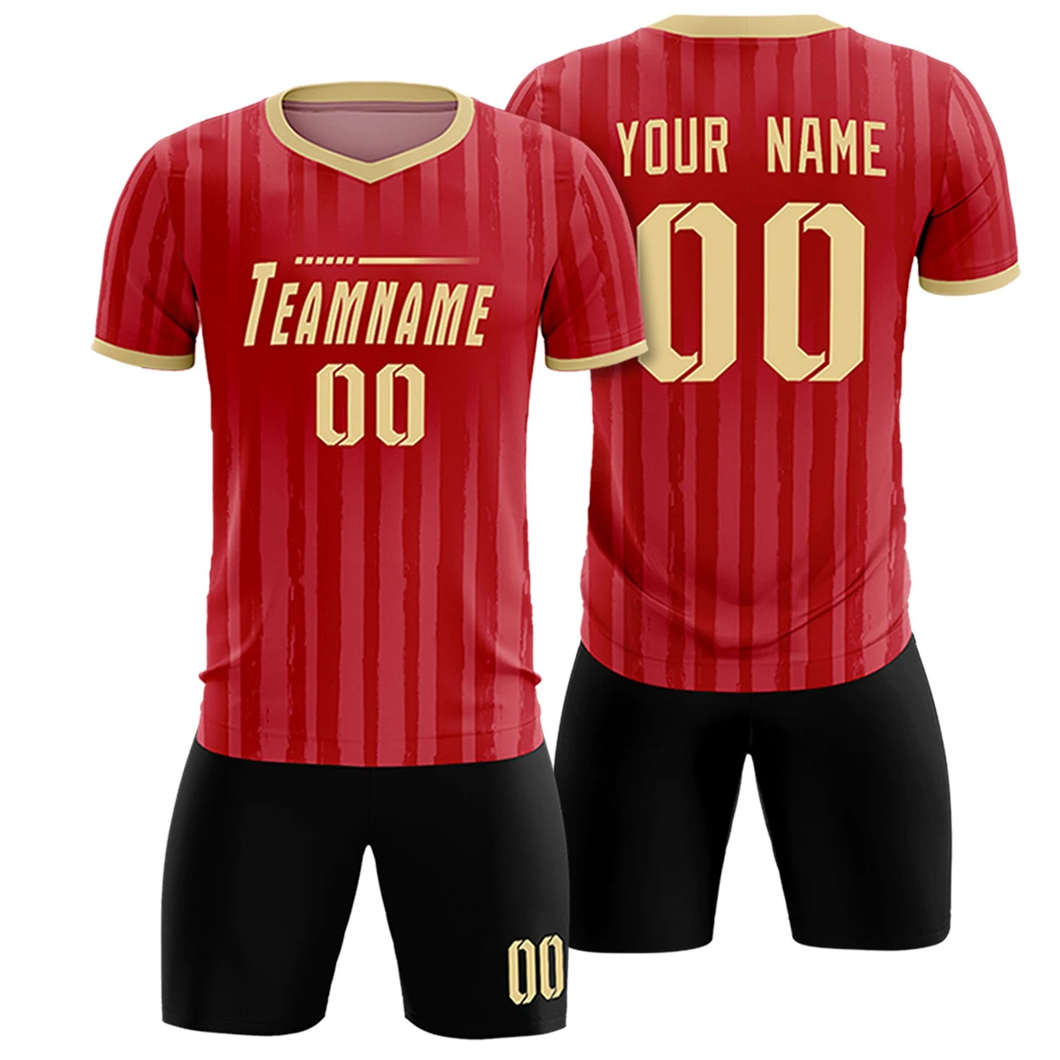 Custom Red Khaki Breathable Soccer Sets Jersey