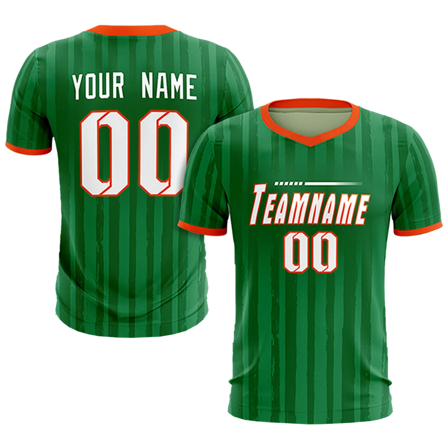 Custom Kelly Green Orange Breathable Soccer Sets Jersey