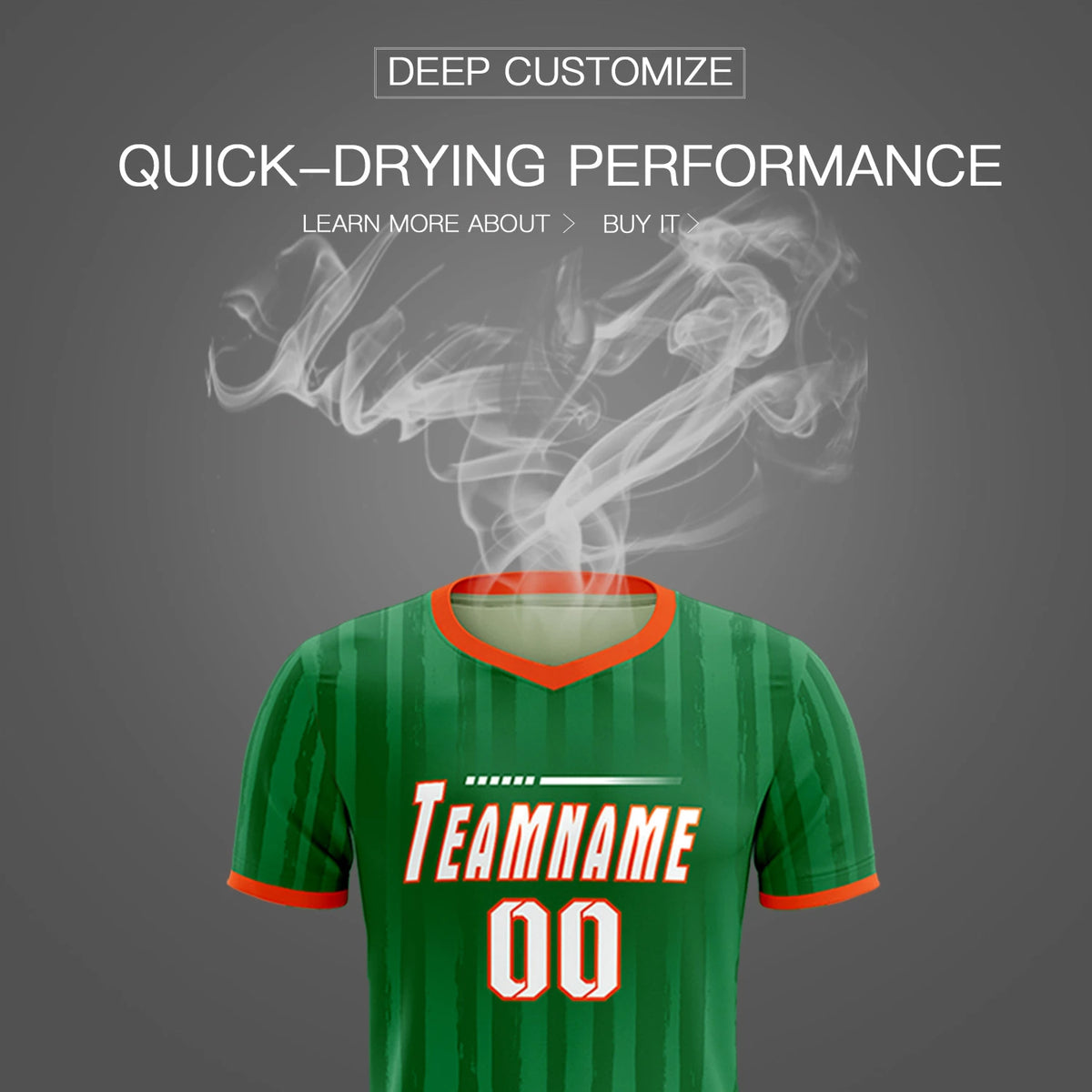 Custom Kelly Green Orange Breathable Soccer Sets Jersey