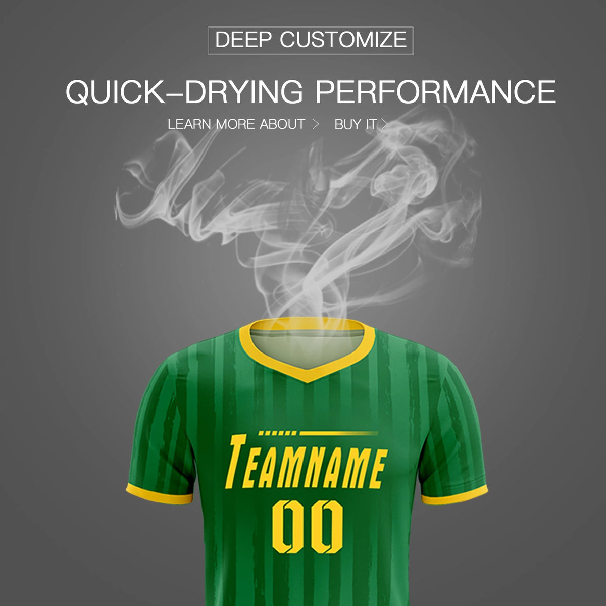 Custom Kelly Green Gold 01 Breathable Soccer Sets Jersey