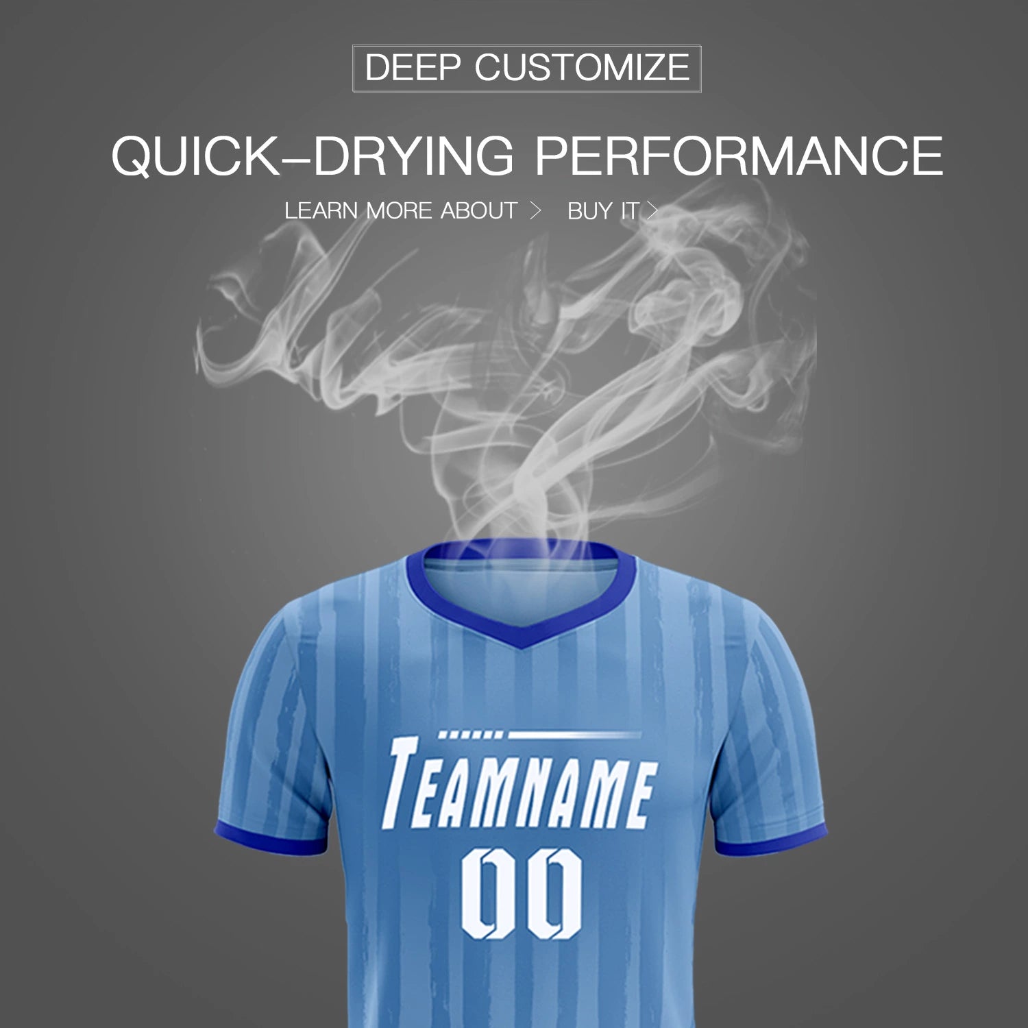 Custom Light Blue Royal Blue Breathable Soccer Sets Jersey