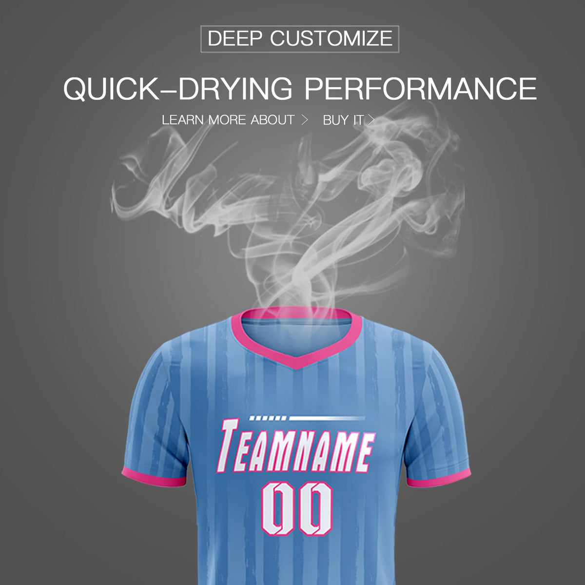 Custom Light Blue Pink Breathable Soccer Sets Jersey