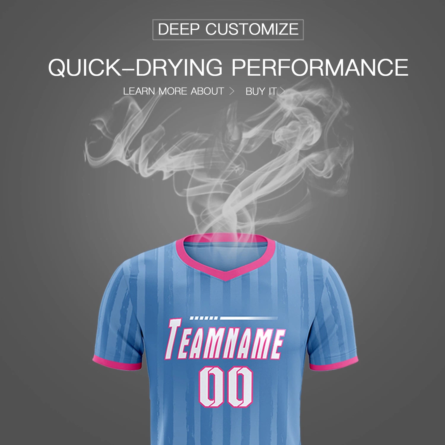 Custom Light Blue Pink Breathable Soccer Sets Jersey