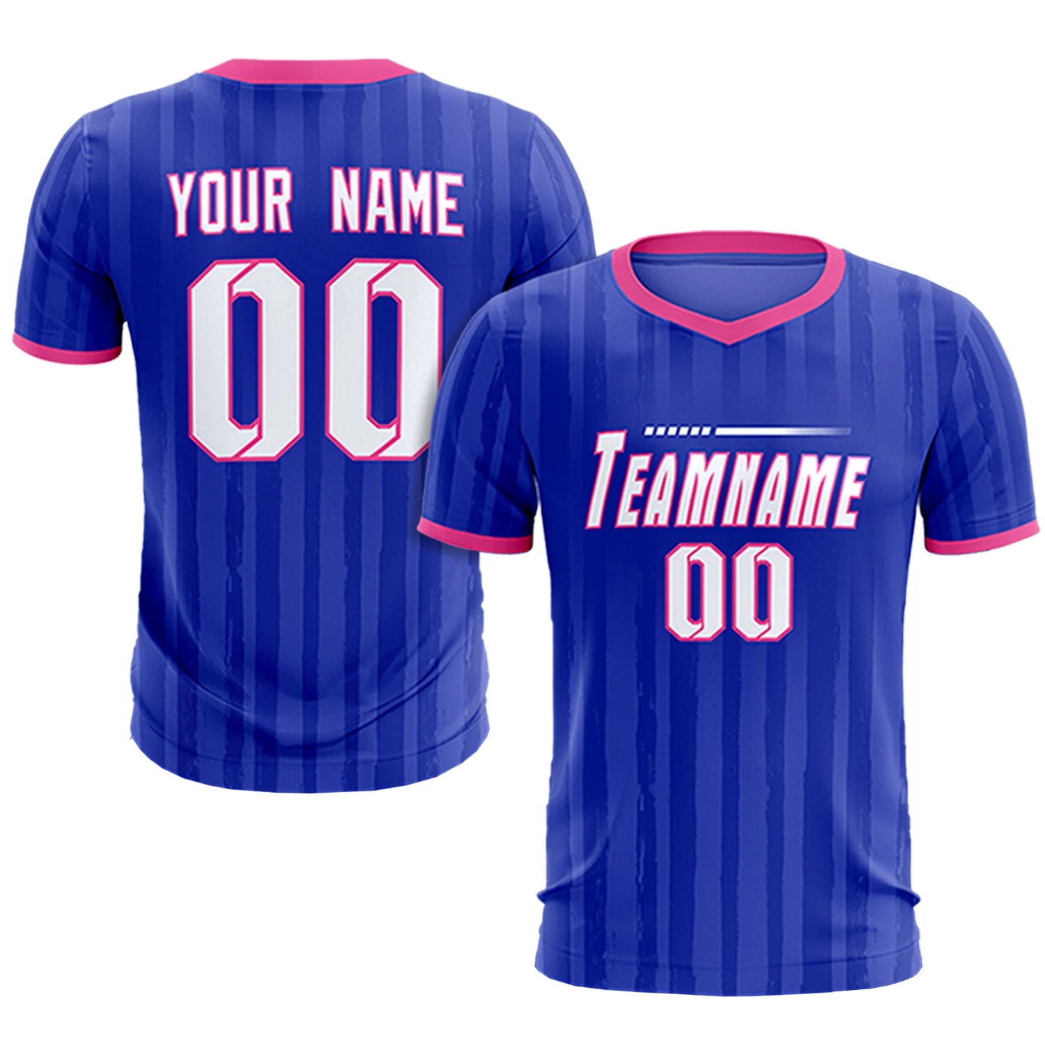 Custom Royal Blue Pink Breathable Soccer Sets Jersey