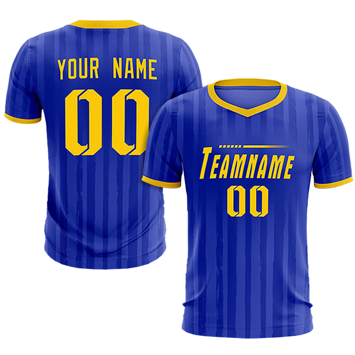 Custom Royal Blue Gold 01 Breathable Soccer Sets Jersey