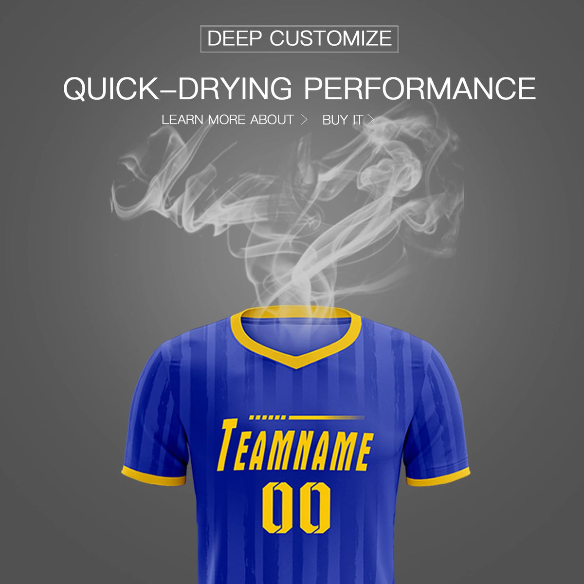 Custom Royal Blue Gold 01 Breathable Soccer Sets Jersey