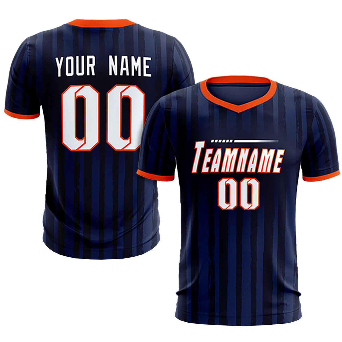 Custom Navy Orange Breathable Soccer Sets Jersey