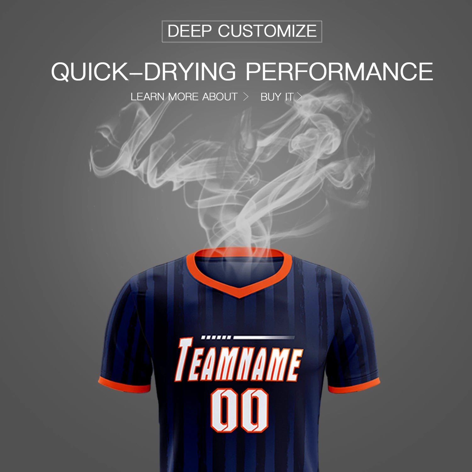 Custom Navy Orange Breathable Soccer Sets Jersey