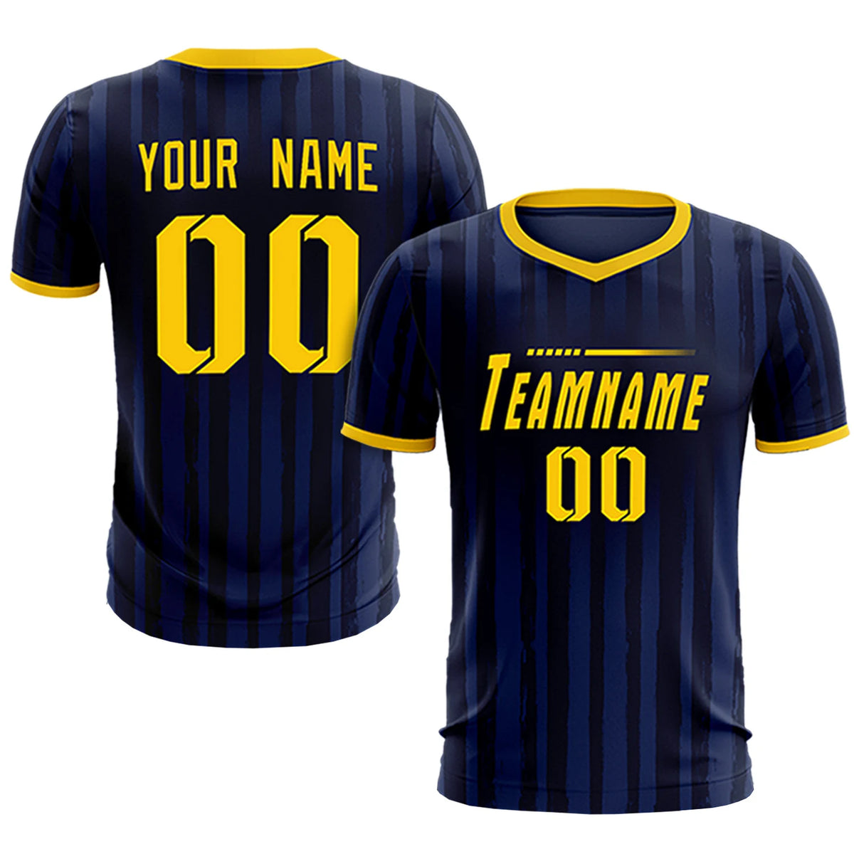Custom Navy Gold 01 Breathable Soccer Sets Jersey