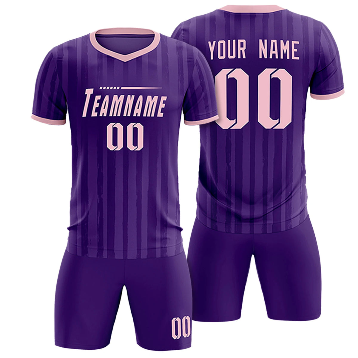 Custom Purple Light Pink Breathable Soccer Sets Jersey