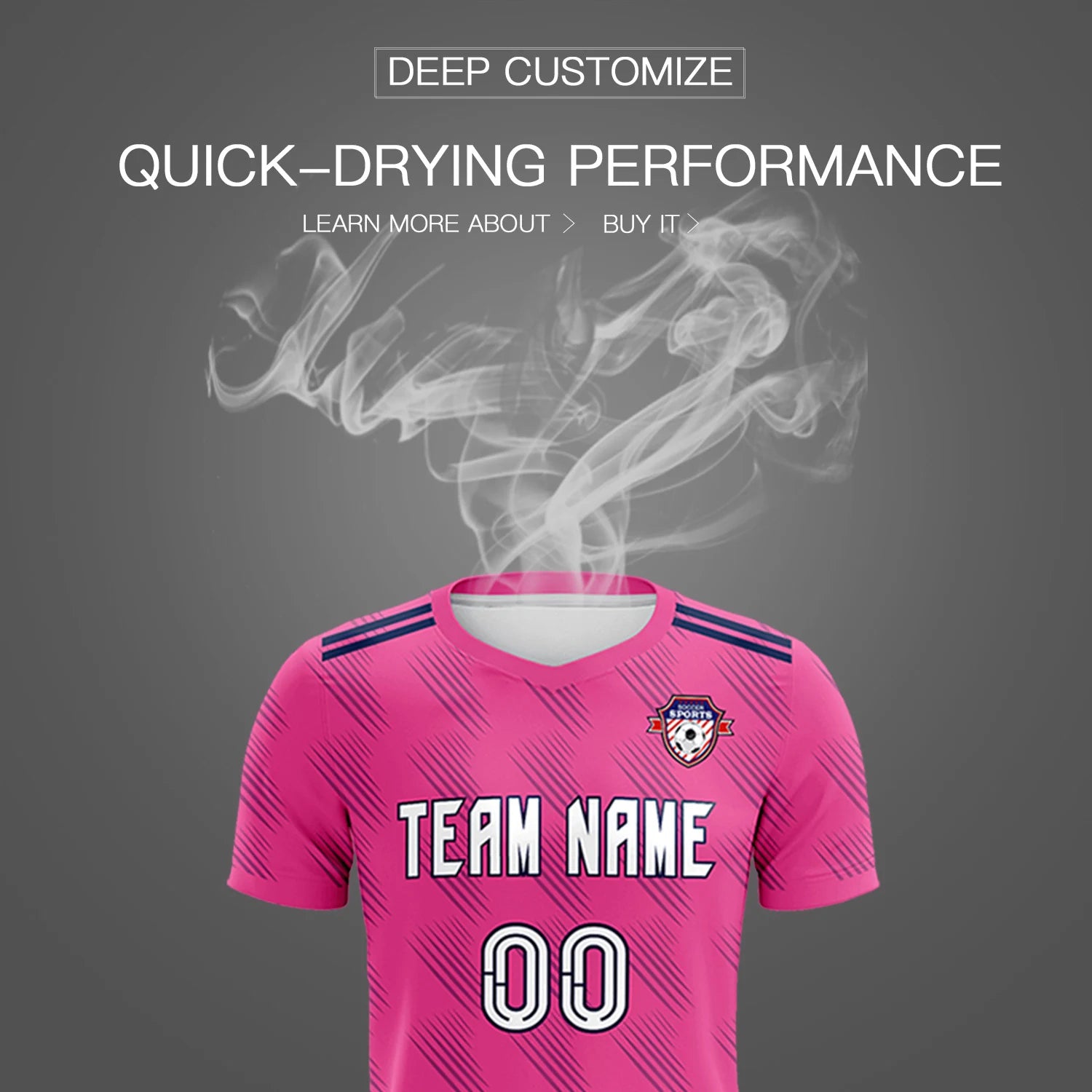 Custom Pink Navy Printing Outdoor Tracksuit Soccer Sets Jersey