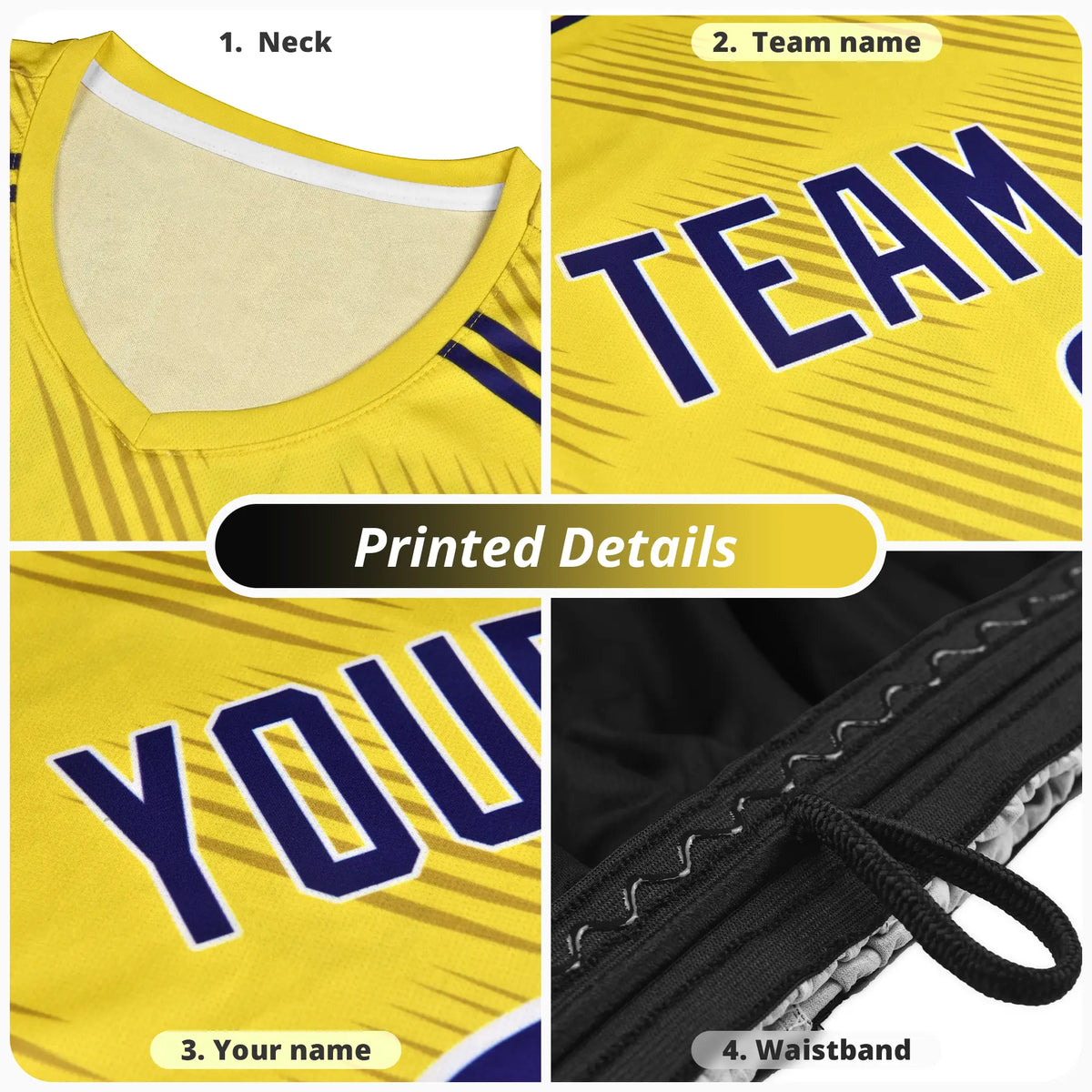 Custom Navy Yellow Printing Outdoor Tracksuit Soccer Sets Jersey